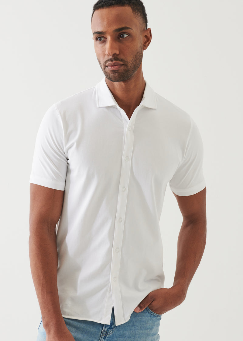 Pima Cotton Stretch Button Front Shirt