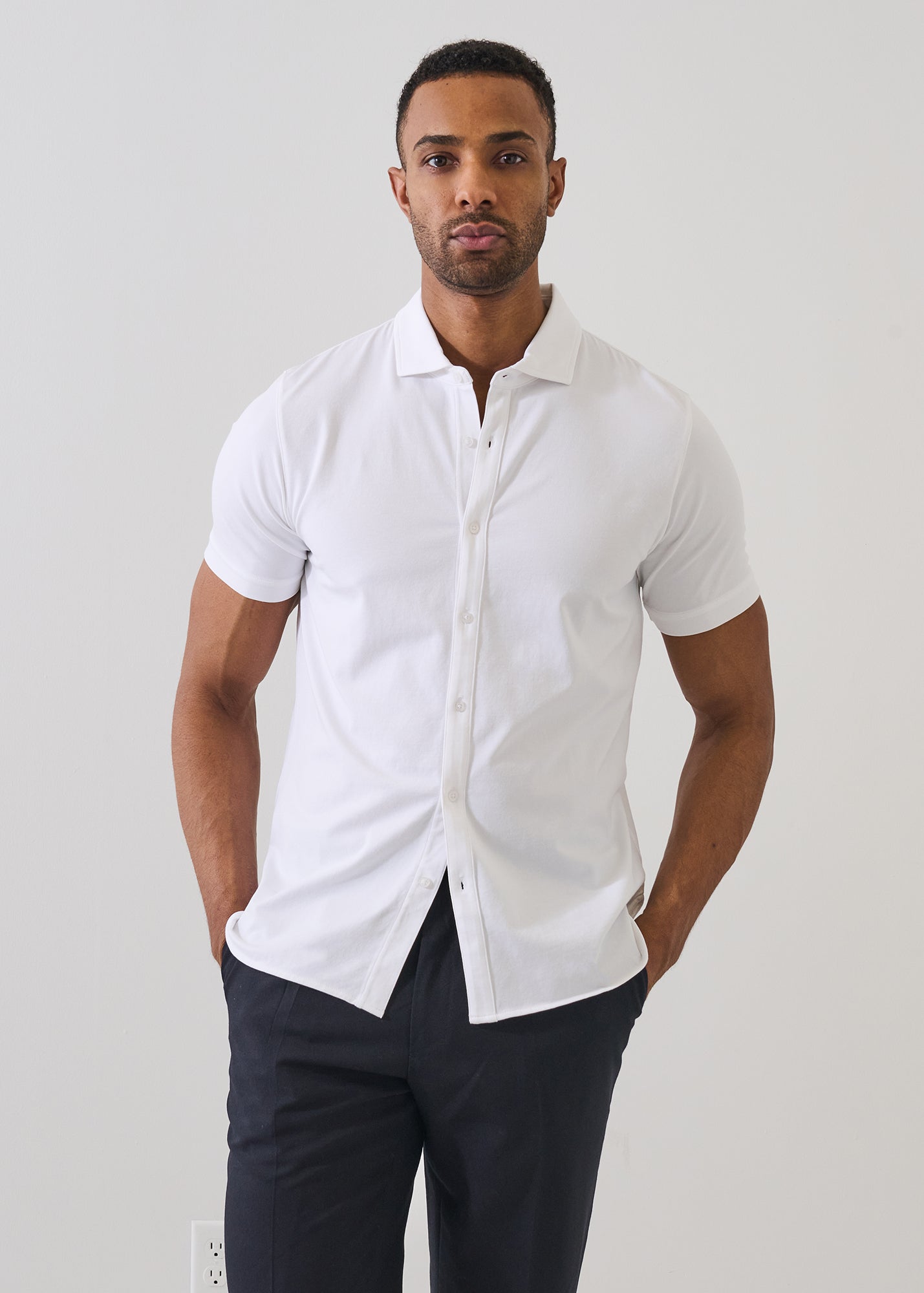 Pima Cotton Stretch Button Front Shirt - PATRICK ASSARAF