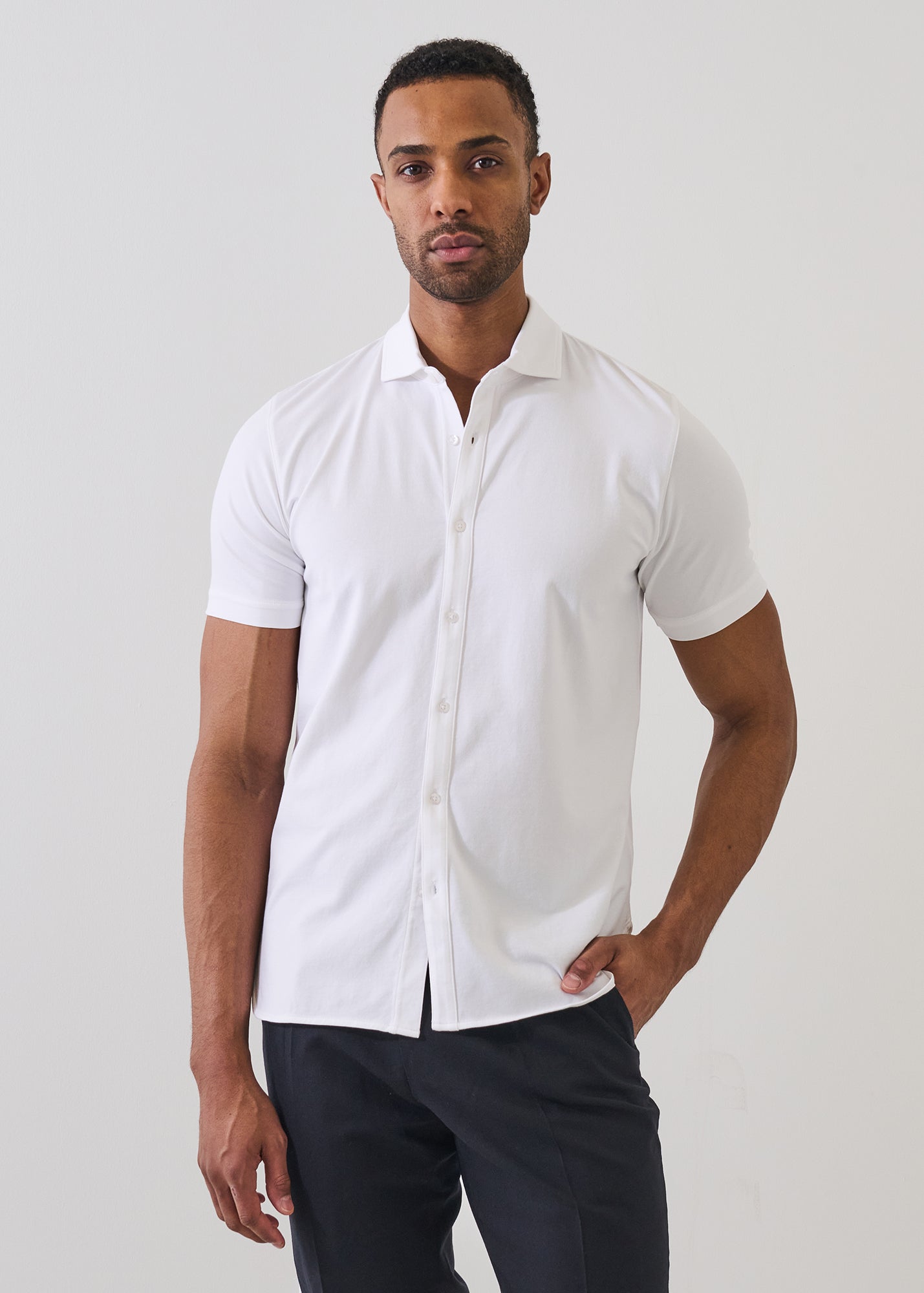 Pima Cotton Stretch Button Front Shirt - PATRICK ASSARAF