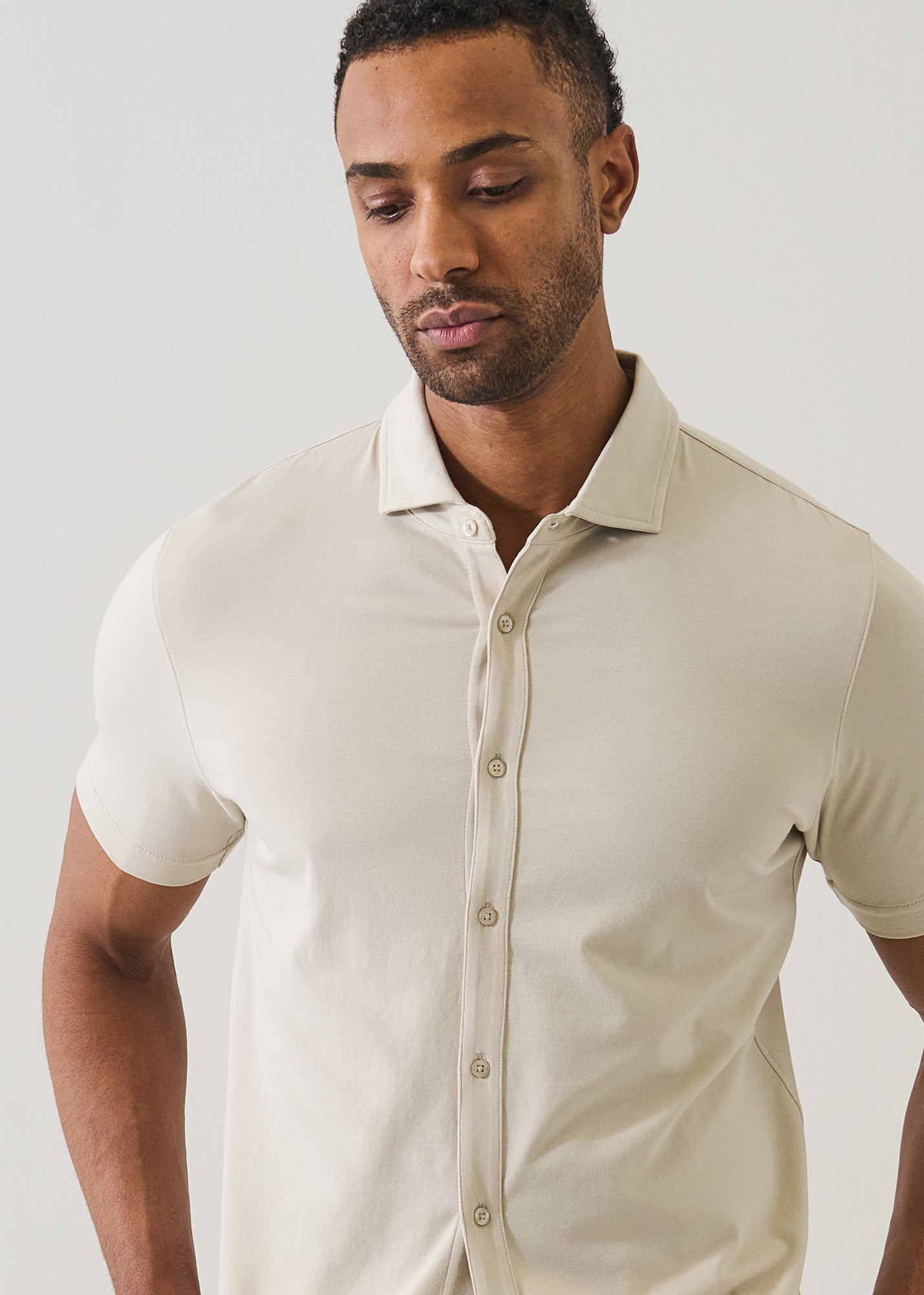 Pima Cotton Stretch Button Front Shirt - PATRICK ASSARAF