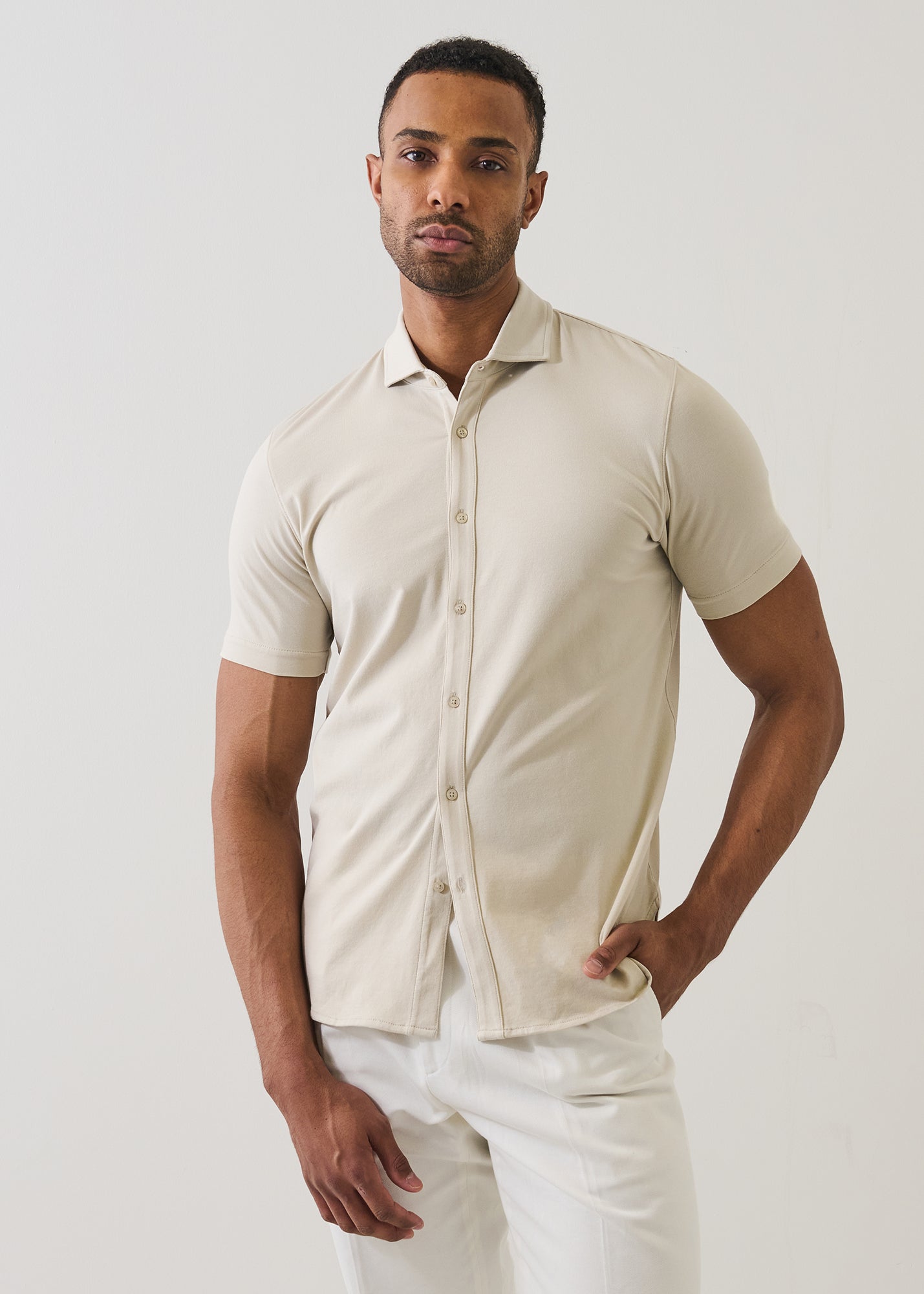 Pima Cotton Stretch Button Front Shirt - PATRICK ASSARAF