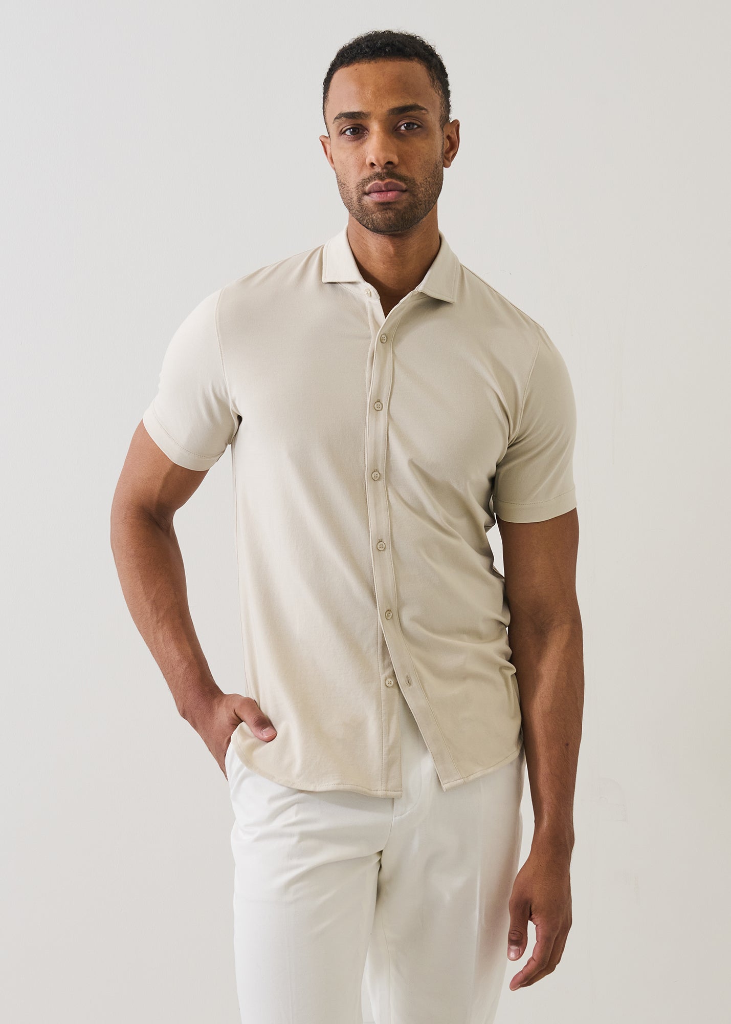 Pima Cotton Stretch Button Front Shirt - PATRICK ASSARAF
