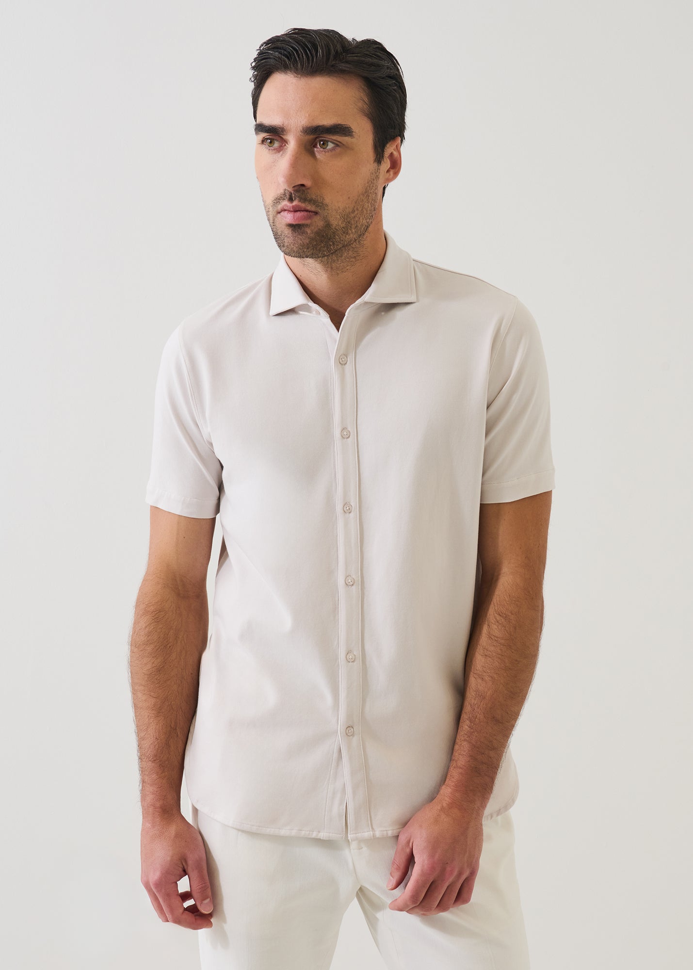 Pima Cotton Stretch Button Front Shirt - PATRICK ASSARAF