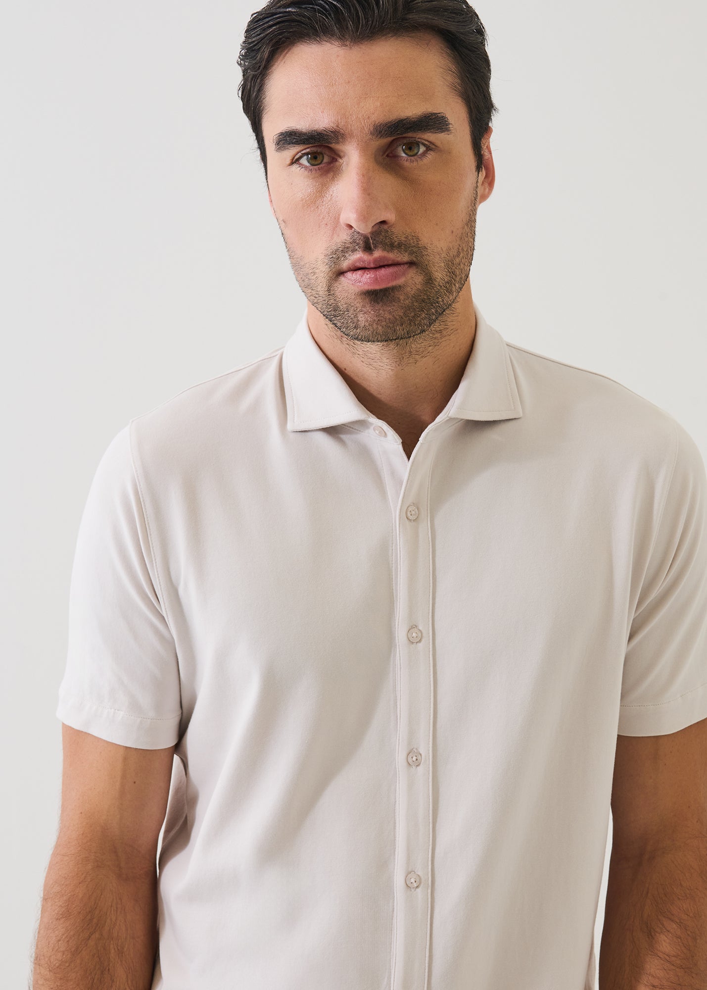 Pima Cotton Stretch Button Front Shirt - PATRICK ASSARAF