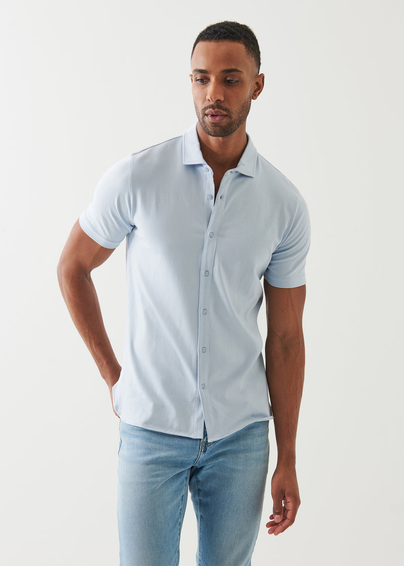 Pima Cotton Stretch Button Front Shirt