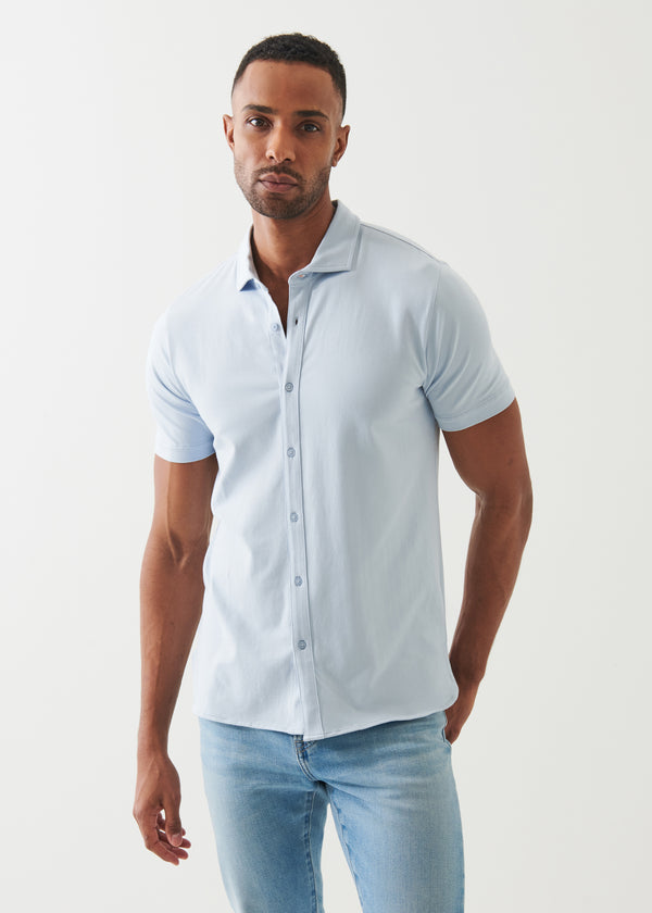 Pima Cotton Stretch Button Front Shirt