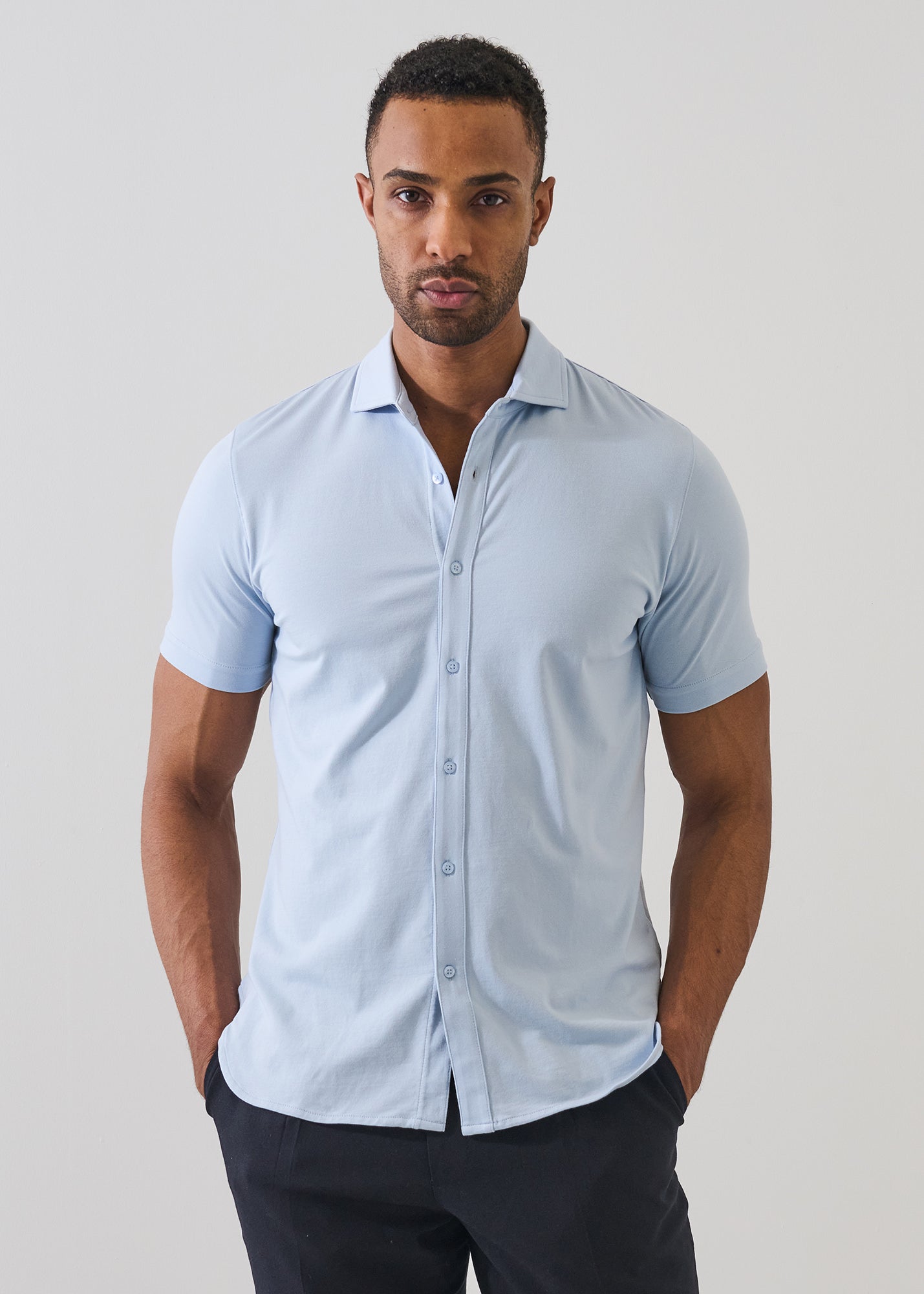 Pima Cotton Stretch Button Front Shirt - PATRICK ASSARAF
