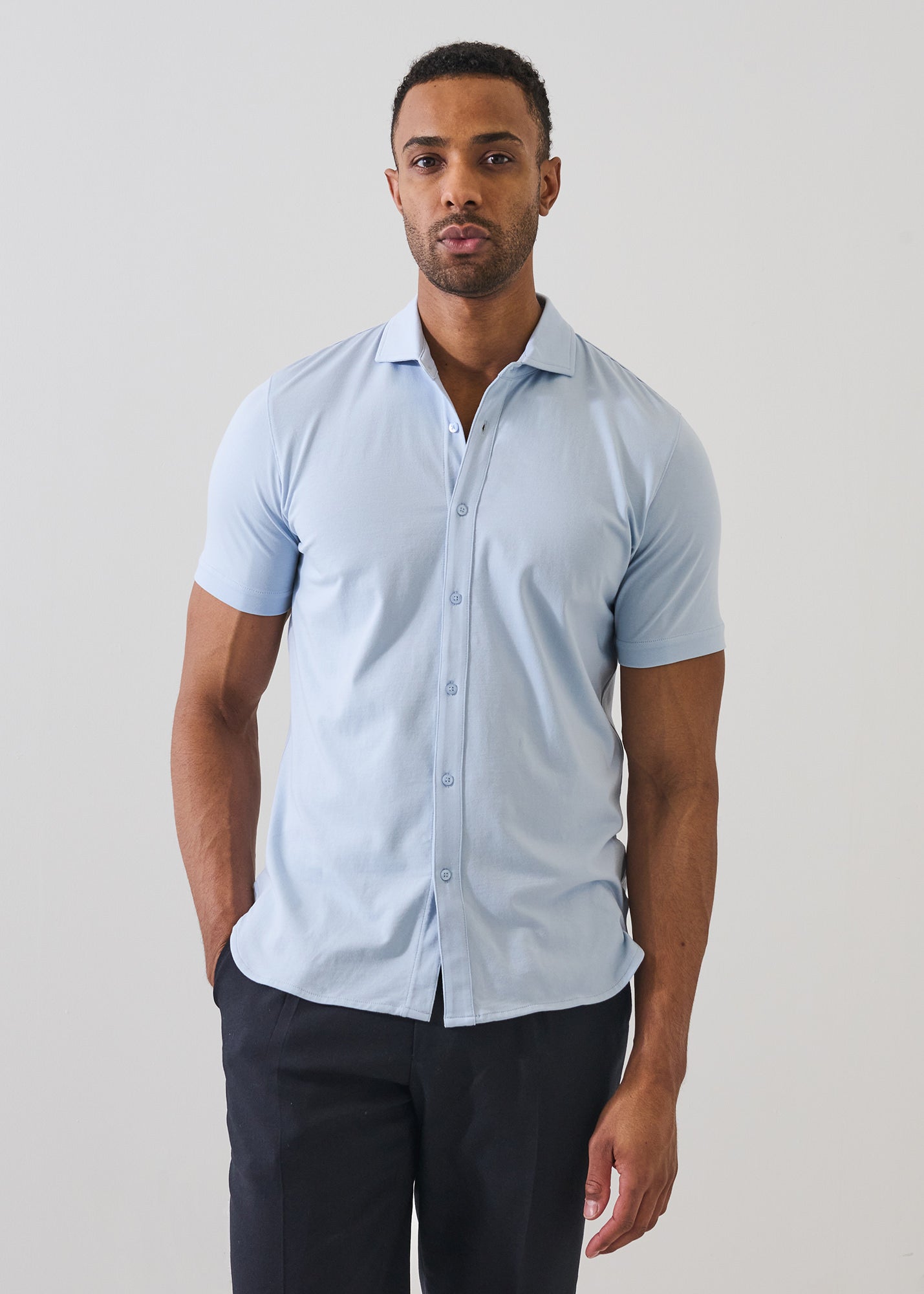 Pima Cotton Stretch Button Front Shirt - PATRICK ASSARAF