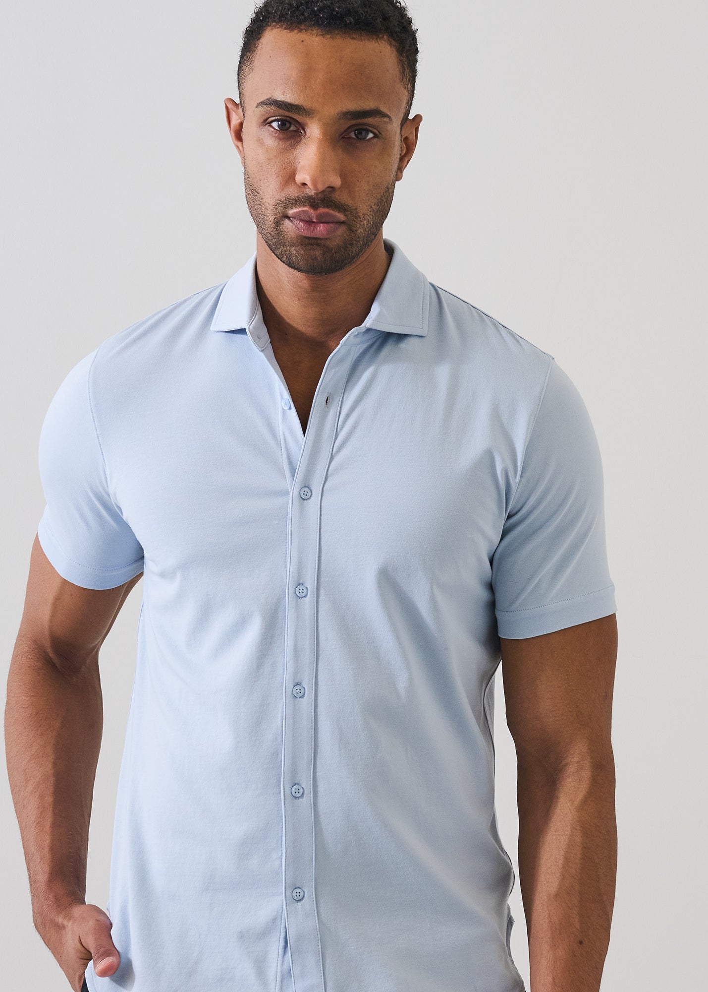 Pima Cotton Stretch Button Front Shirt - PATRICK ASSARAF