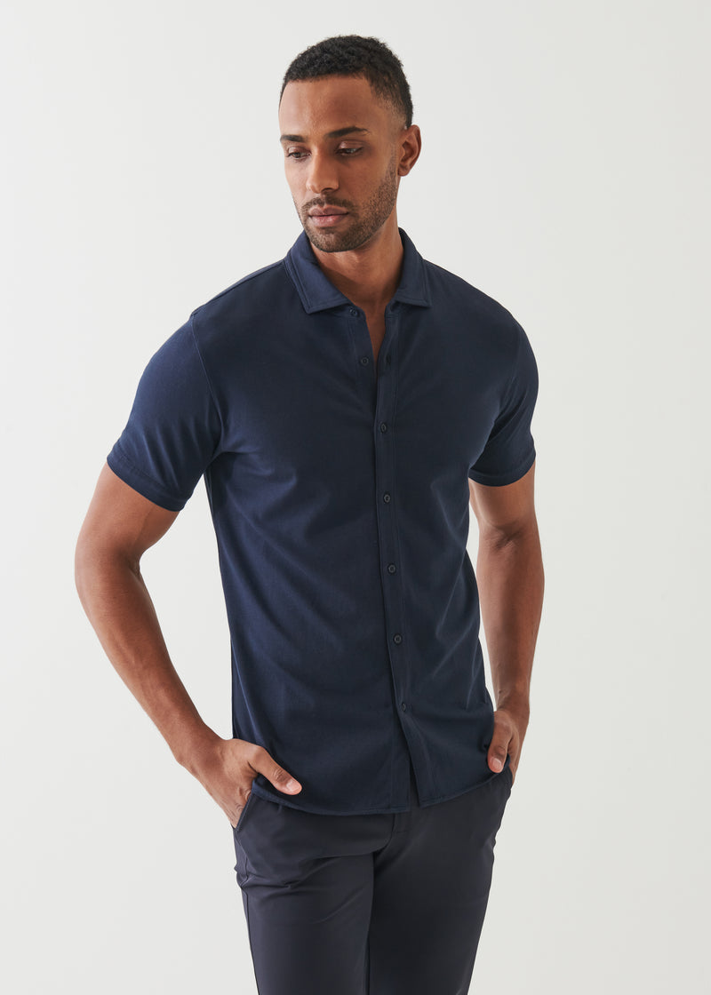 Pima Cotton Stretch Button Front Shirt