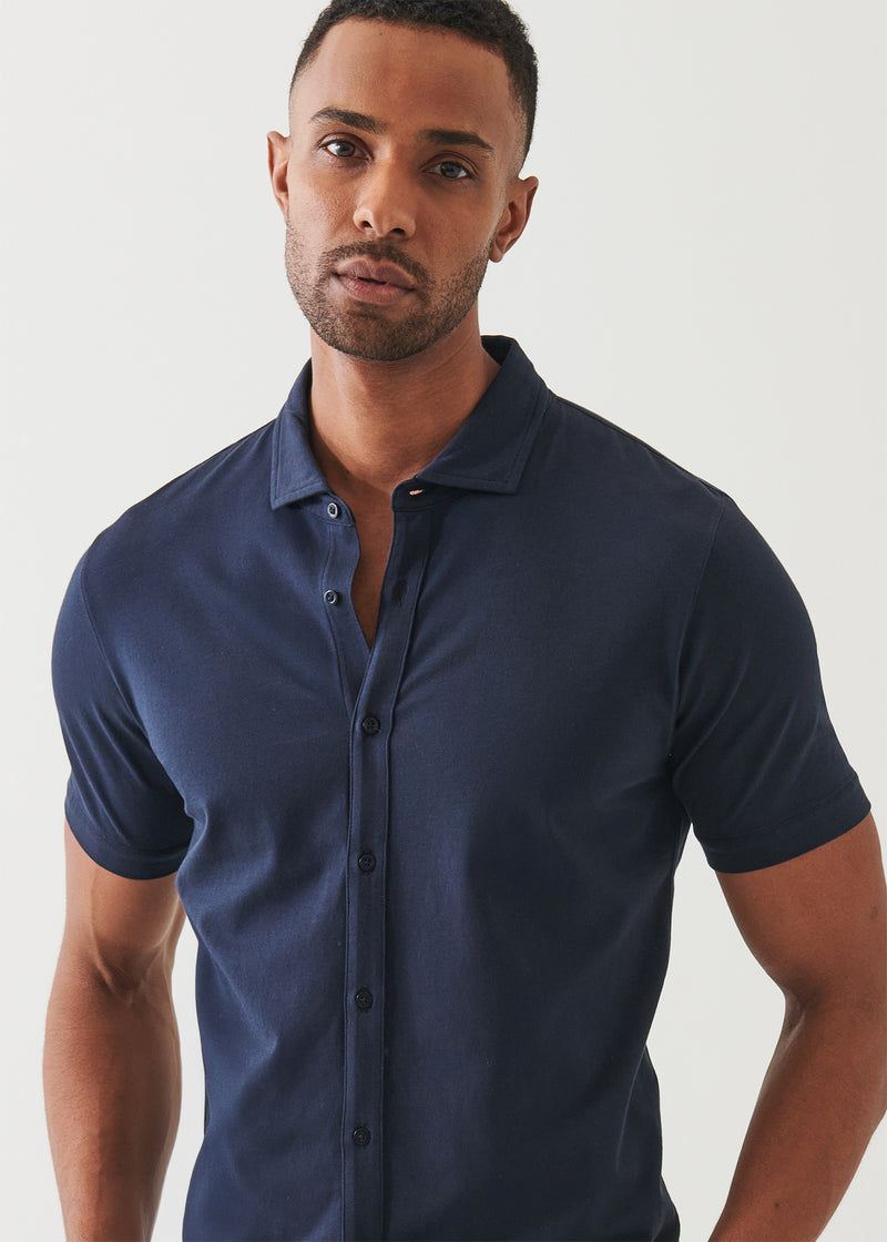 Pima Cotton Stretch Button Front Shirt