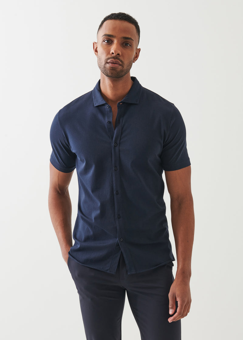 Pima Cotton Stretch Button Front Shirt