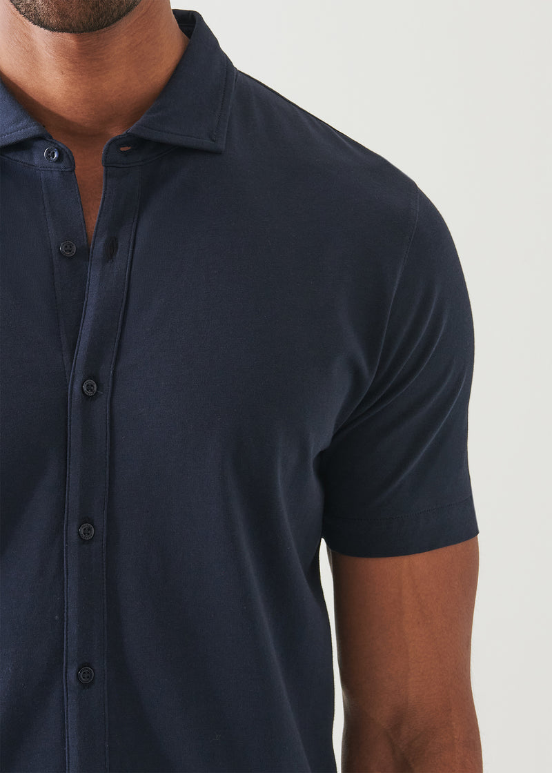 Pima Cotton Stretch Button Front Shirt