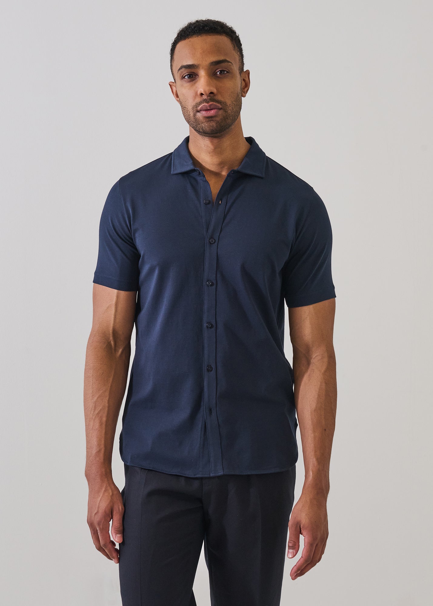 Pima Cotton Stretch Button Front Shirt - PATRICK ASSARAF