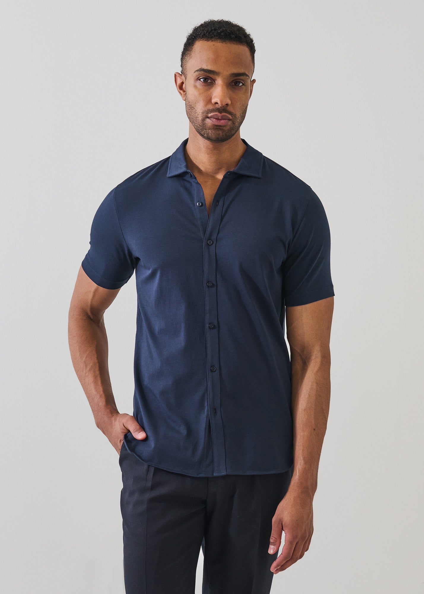 Pima Cotton Stretch Button Front Shirt - PATRICK ASSARAF
