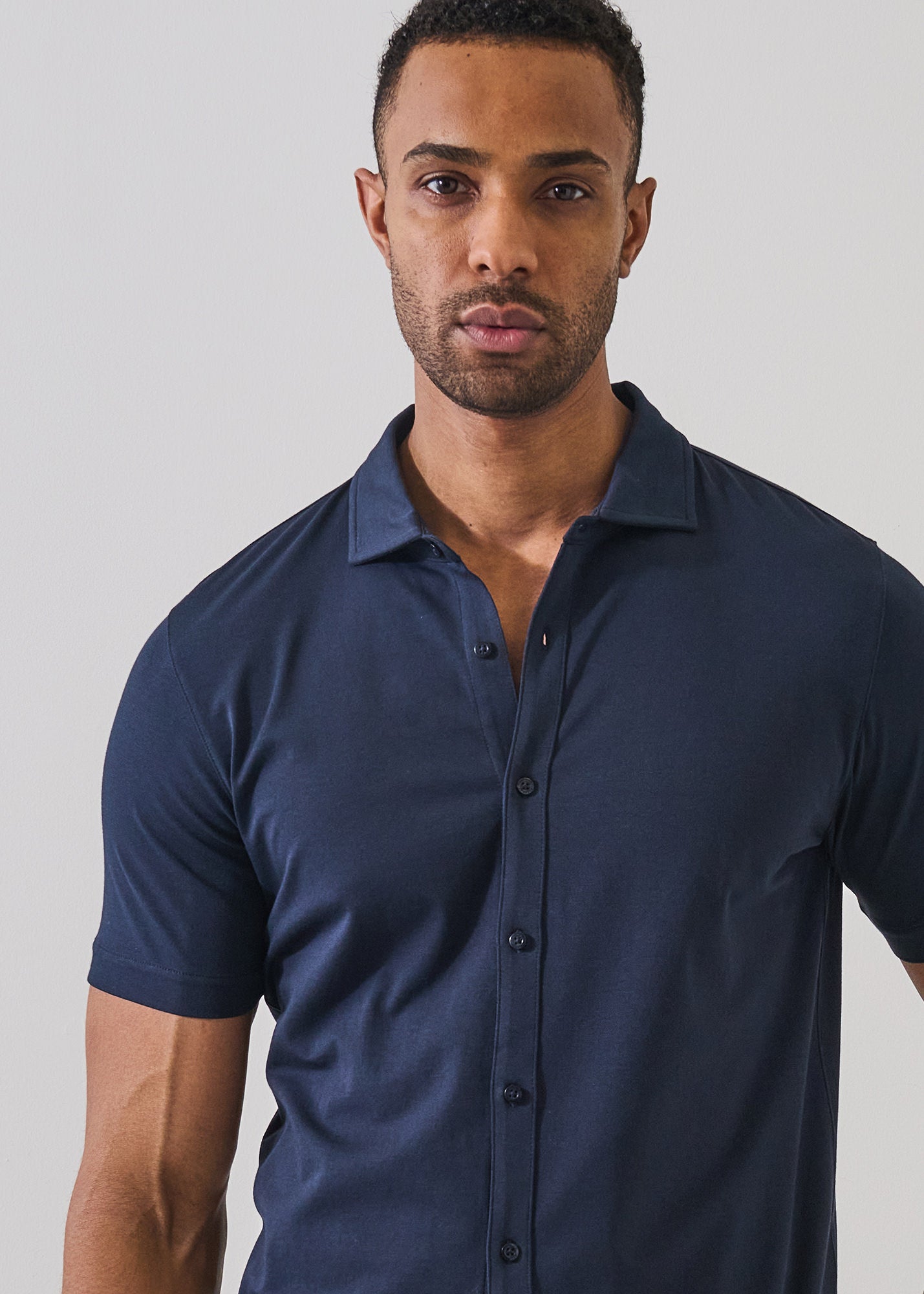 Pima Cotton Stretch Button Front Shirt - PATRICK ASSARAF