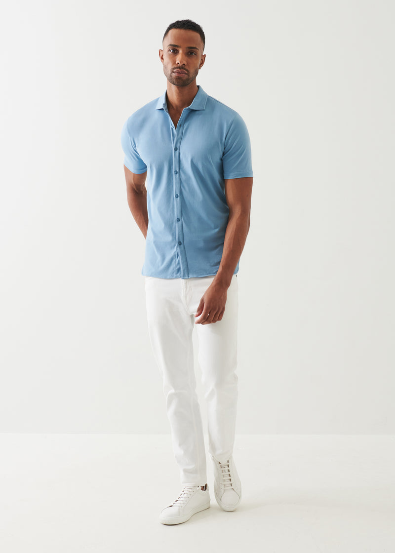 Pima Cotton Stretch Button Front Shirt