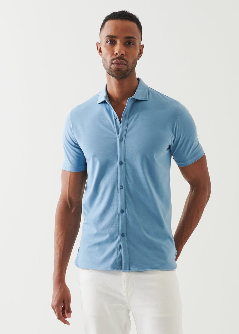 Pima Cotton Stretch Button Front Shirt