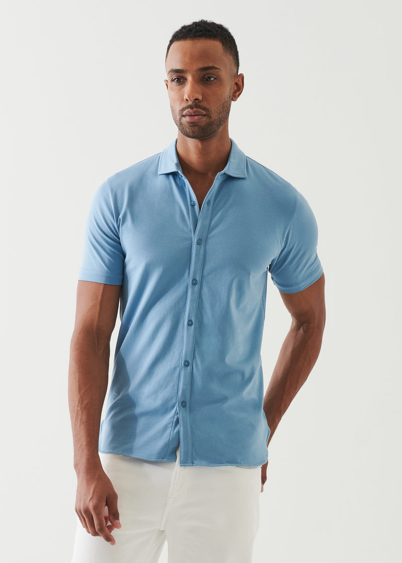 Pima Cotton Stretch Button Front Shirt