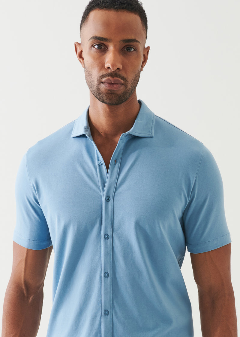 Pima Cotton Stretch Button Front Shirt