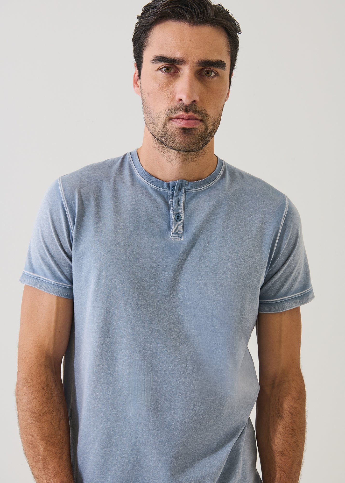 Pima Cotton Stretch Vintage Wash Henley T-Shirt - PATRICK ASSARAF