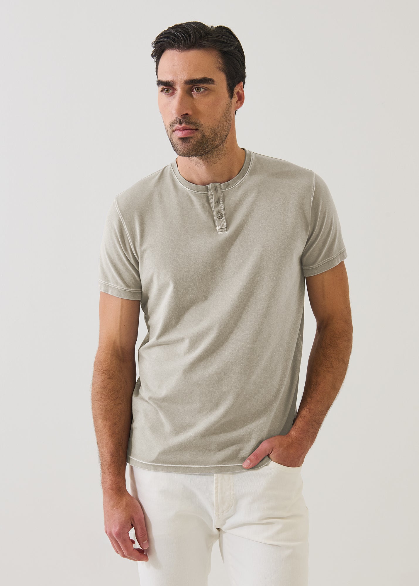 Pima Cotton Stretch Vintage Wash Henley T-Shirt - PATRICK ASSARAF