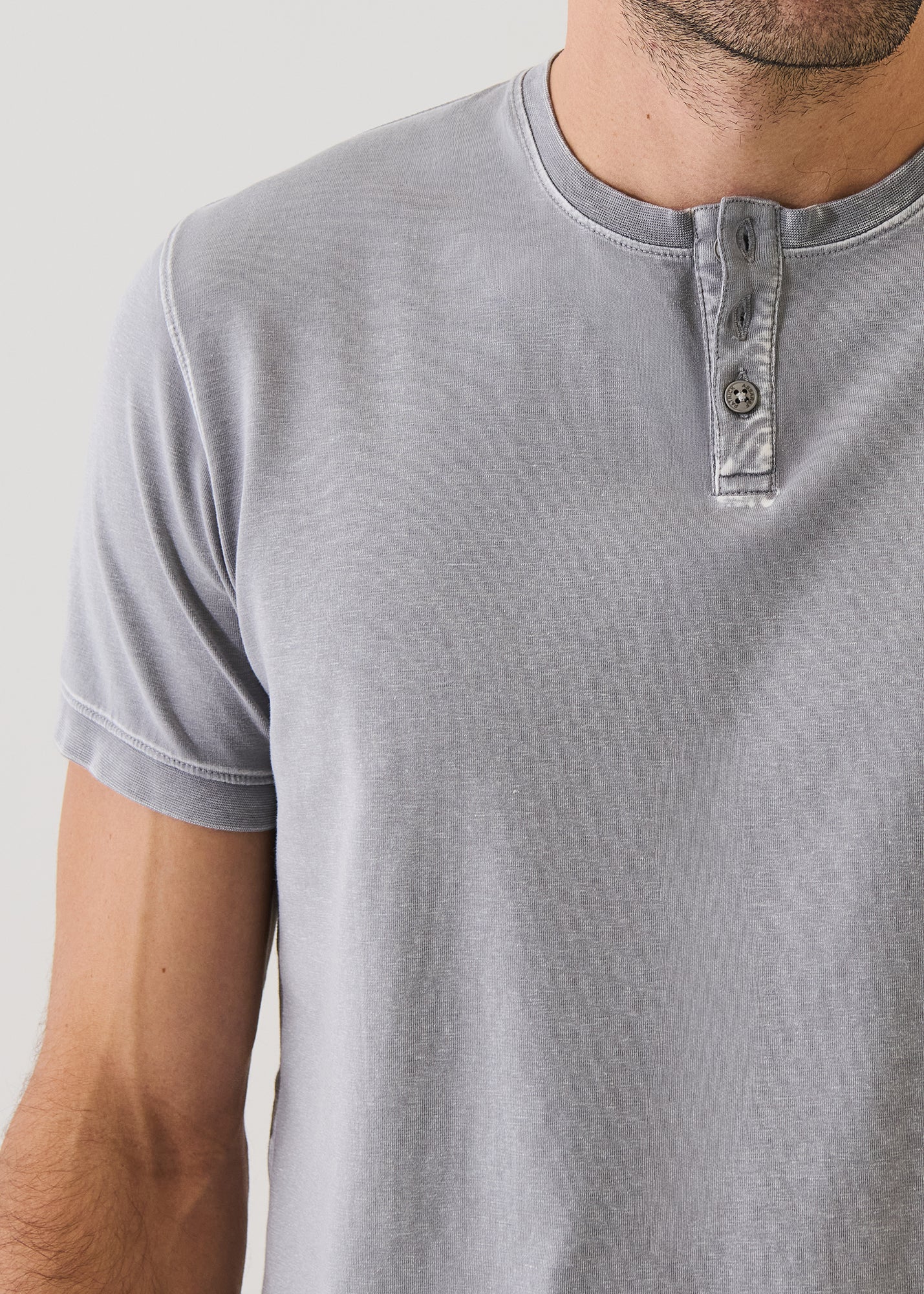 Pima Cotton Stretch Vintage Wash Henley T-Shirt - PATRICK ASSARAF