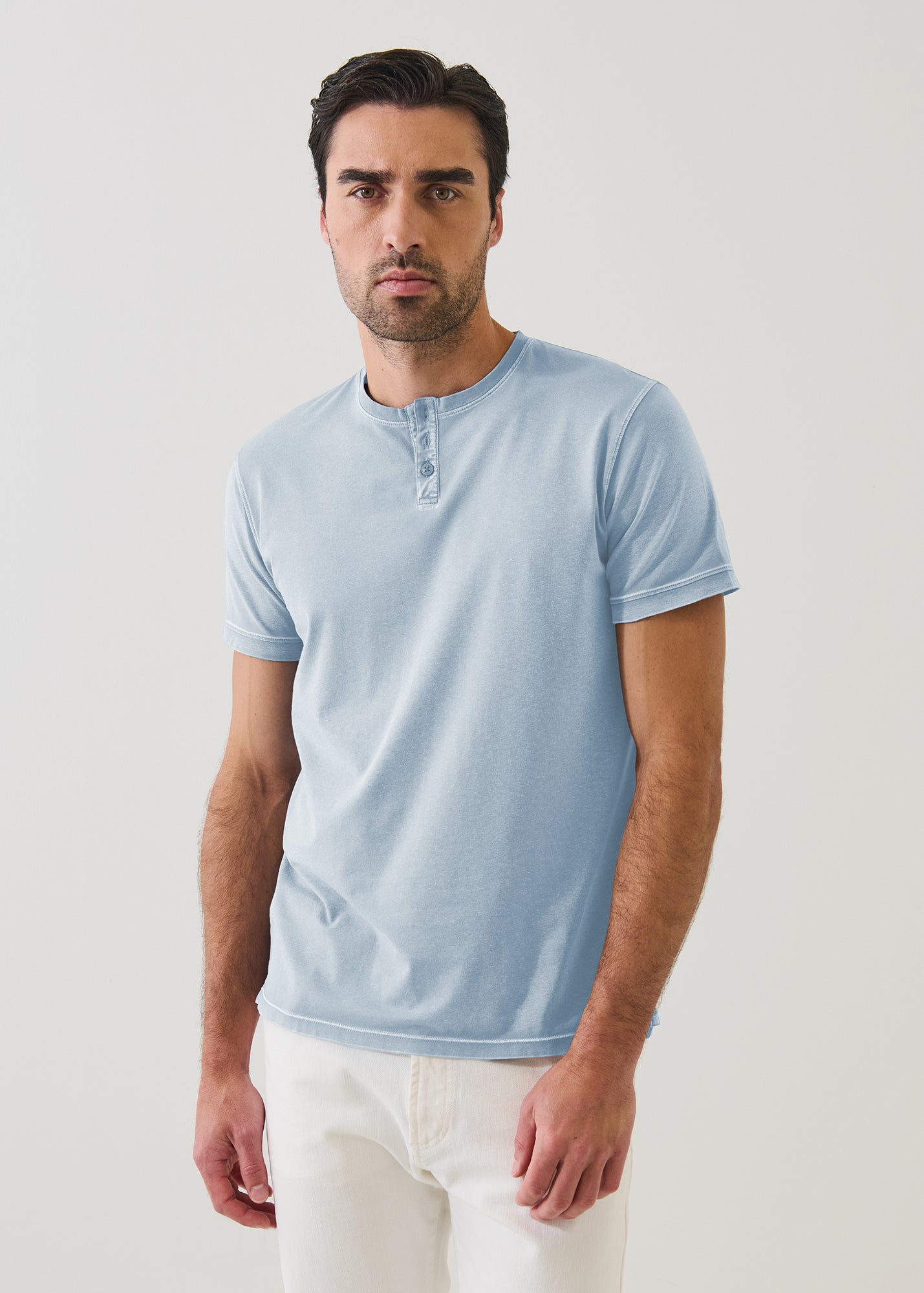 Pima Cotton Stretch Vintage Wash Henley T-Shirt - PATRICK ASSARAF
