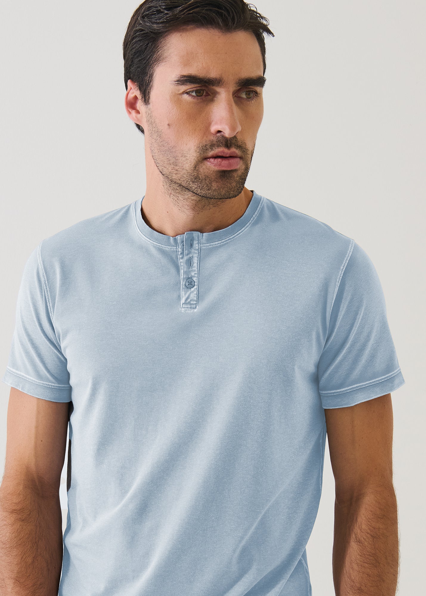 Pima Cotton Stretch Vintage Wash Henley T-Shirt - PATRICK ASSARAF