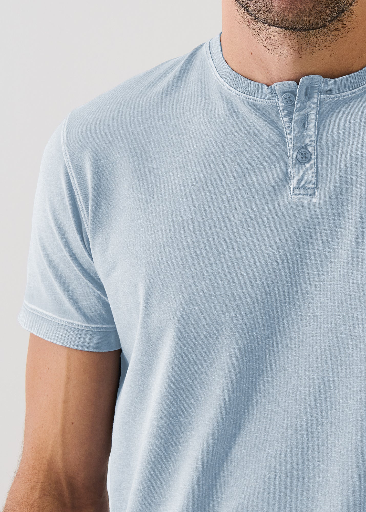 Pima Cotton Stretch Vintage Wash Henley T-Shirt - PATRICK ASSARAF