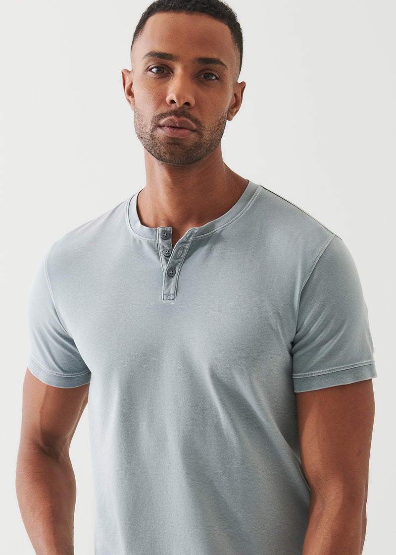 Pima Cotton Stretch Vintage Wash Henley T-Shirt