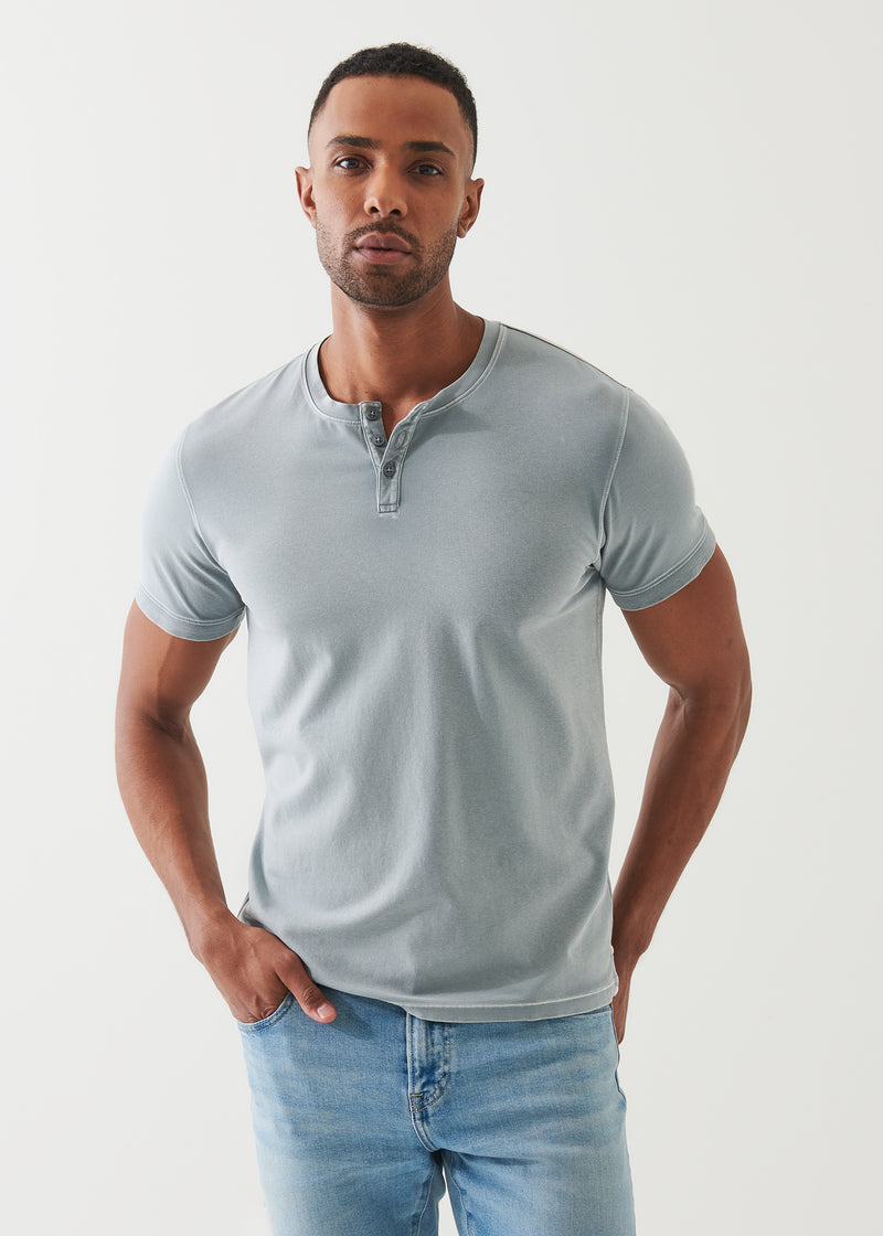 Pima Cotton Stretch Vintage Wash Henley T-Shirt