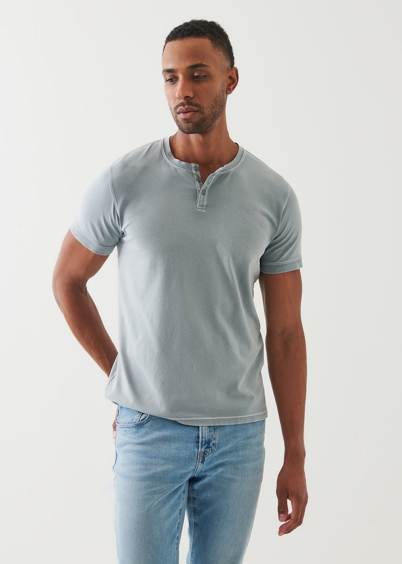 Pima Cotton Stretch Vintage Wash Henley T-Shirt