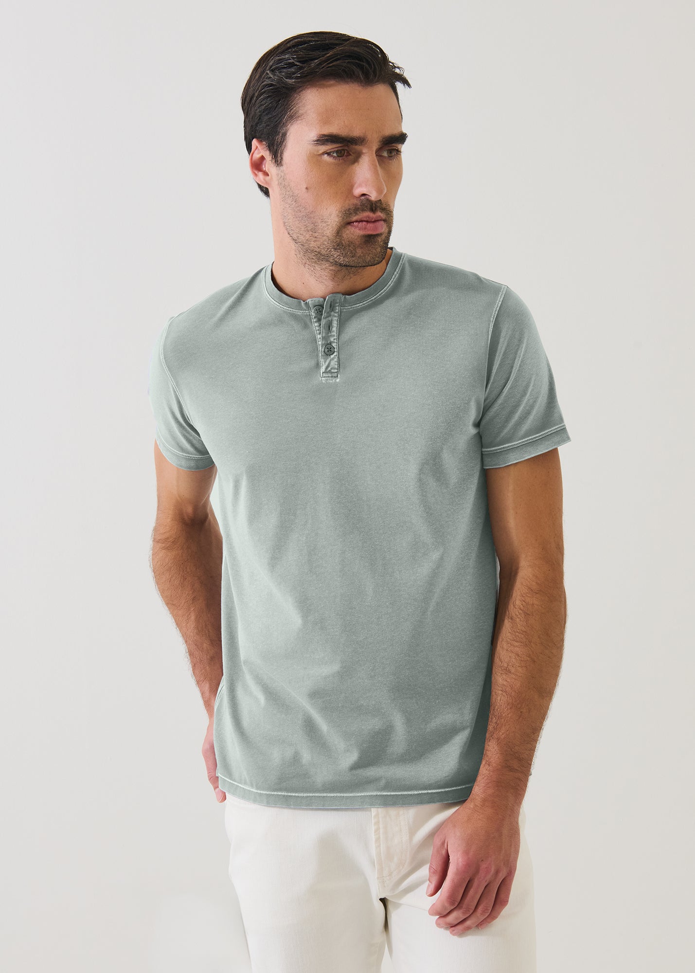 Pima Cotton Stretch Vintage Wash Henley T-Shirt - PATRICK ASSARAF