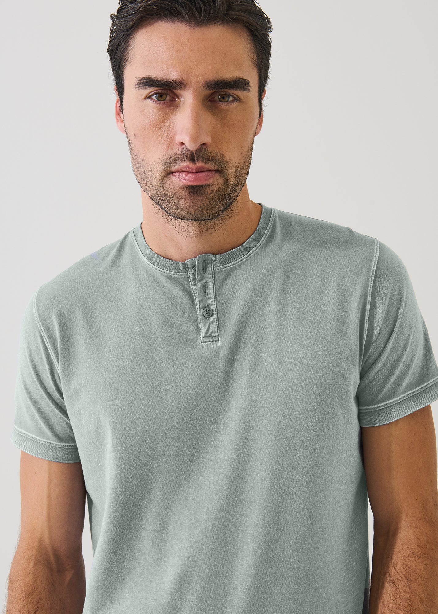 Pima Cotton Stretch Vintage Wash Henley T-Shirt - PATRICK ASSARAF