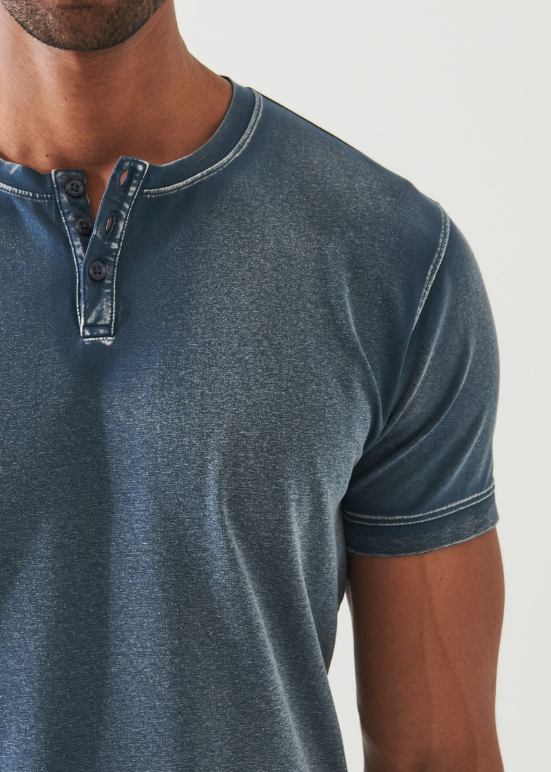 Pima Cotton Stretch Vintage Wash Henley T-Shirt