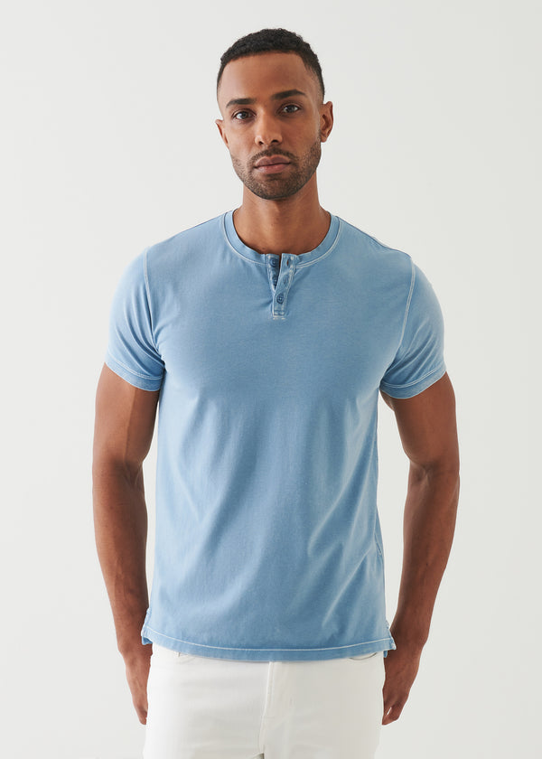 Pima Cotton Stretch Vintage Wash Henley T-Shirt