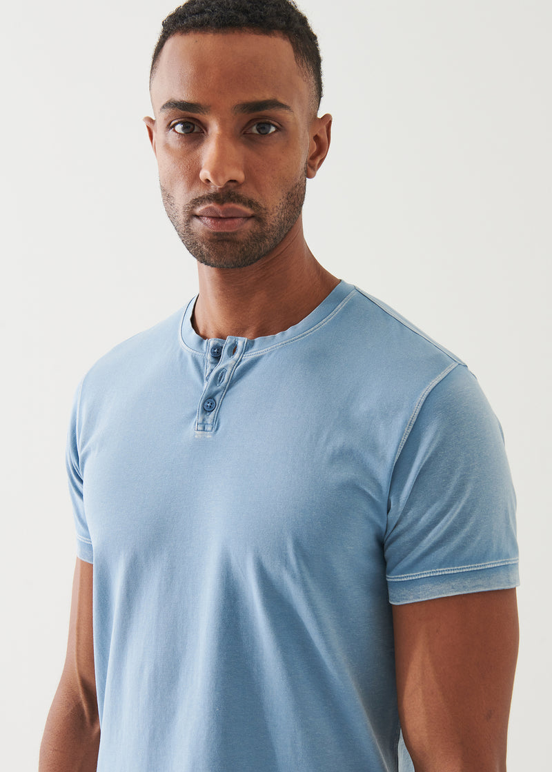 Pima Cotton Stretch Vintage Wash Henley T-Shirt