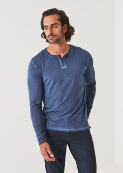 Pima Cotton Stretch Vintage Wash Henley