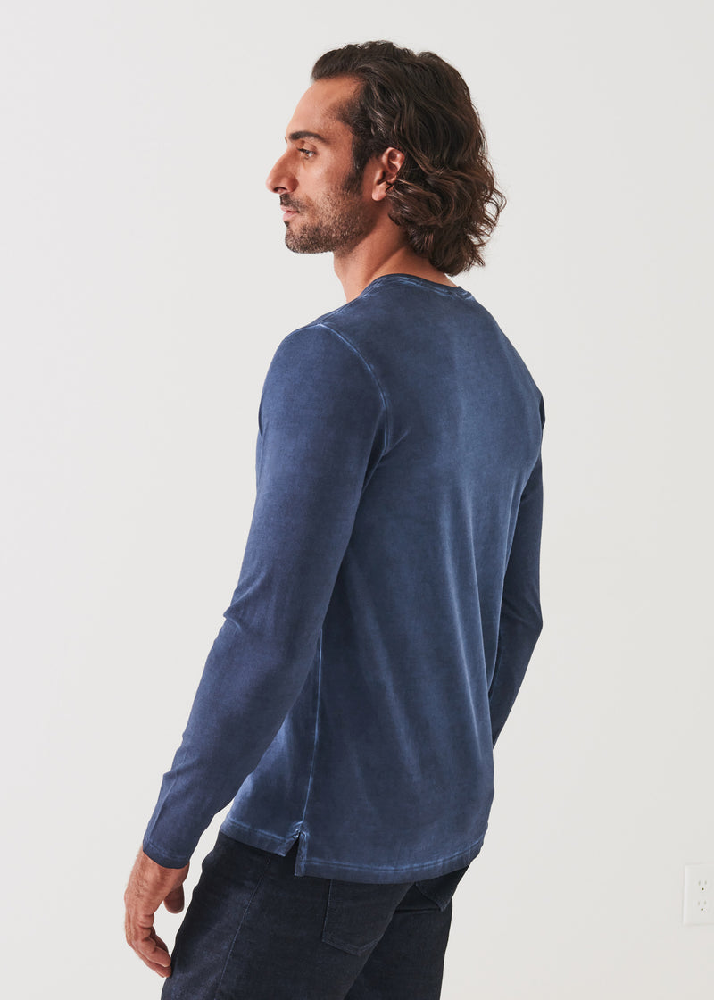 Pima Cotton Stretch Vintage Wash Henley