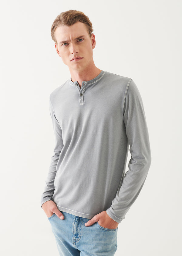 Pima Cotton Stretch Vintage Wash Henley