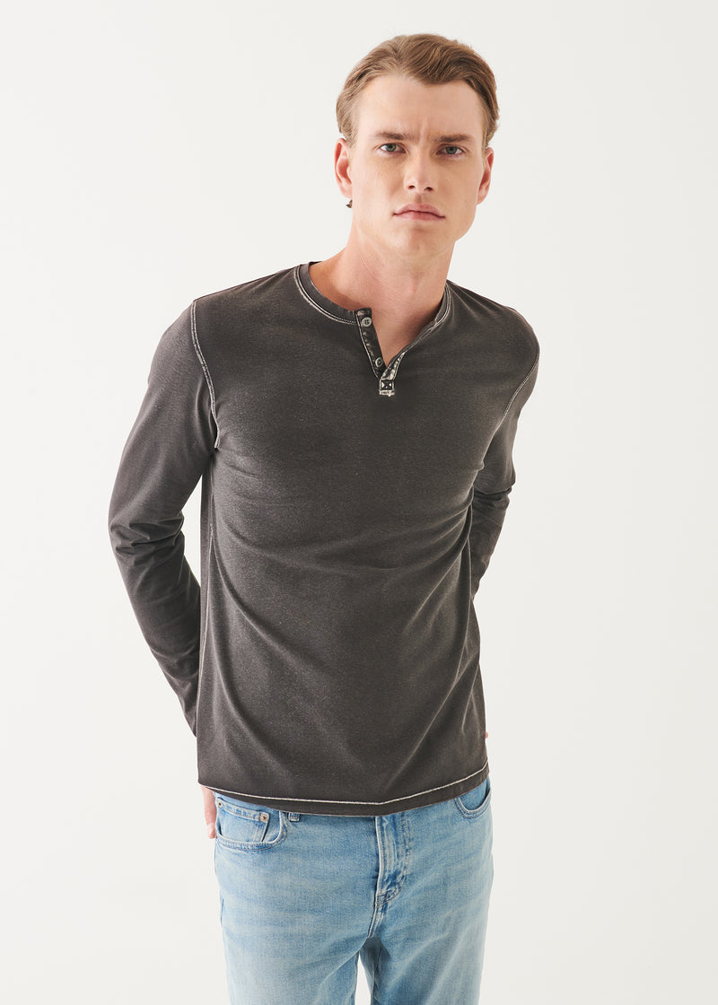 PIMA COTTON STRETCH VINTAGE WASH HENLEY