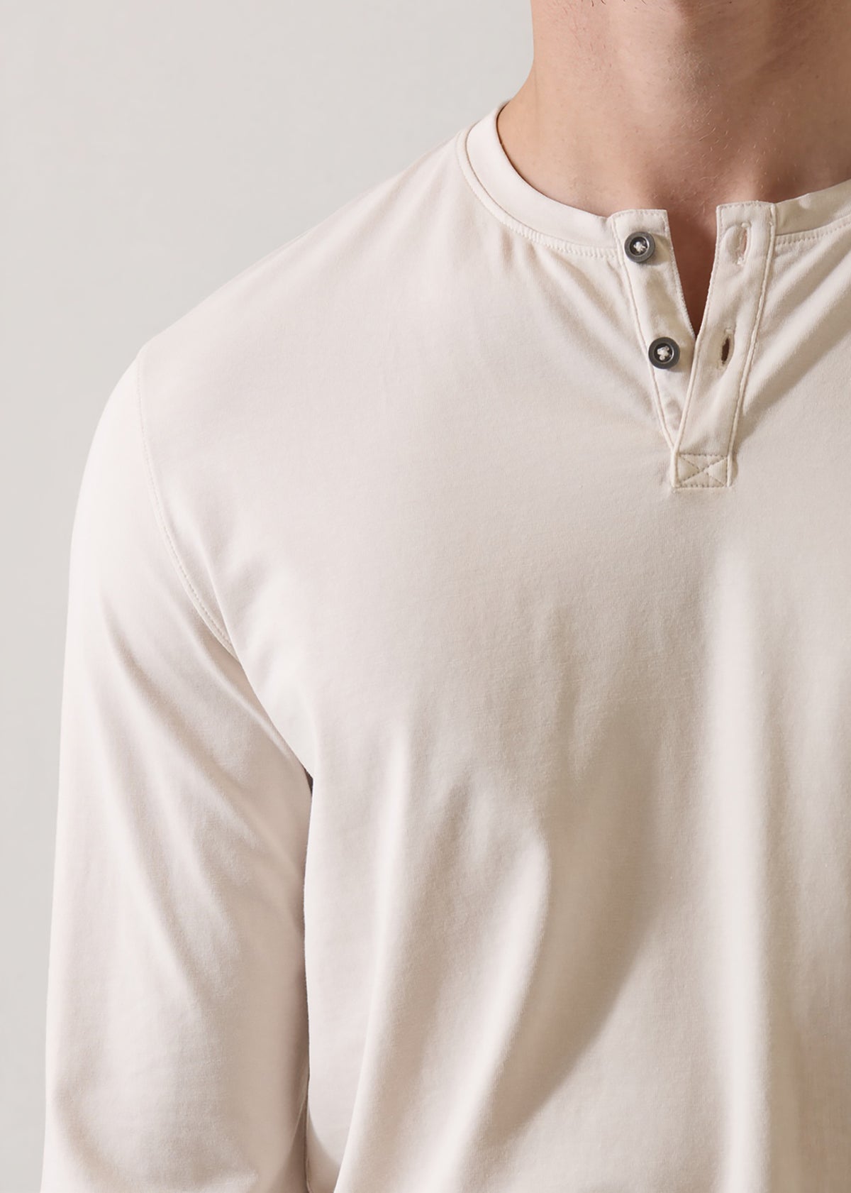 Pima Cotton Stretch Vintage Wash Henley - PATRICK ASSARAF