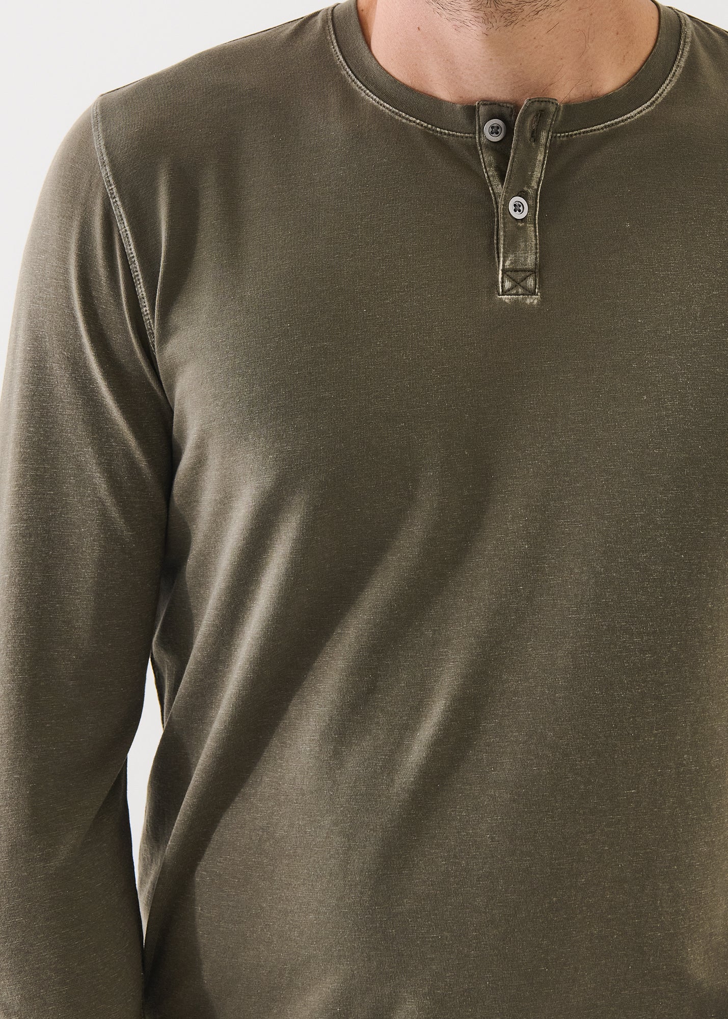 Pima Cotton Stretch Vintage Wash Henley - PATRICK ASSARAF