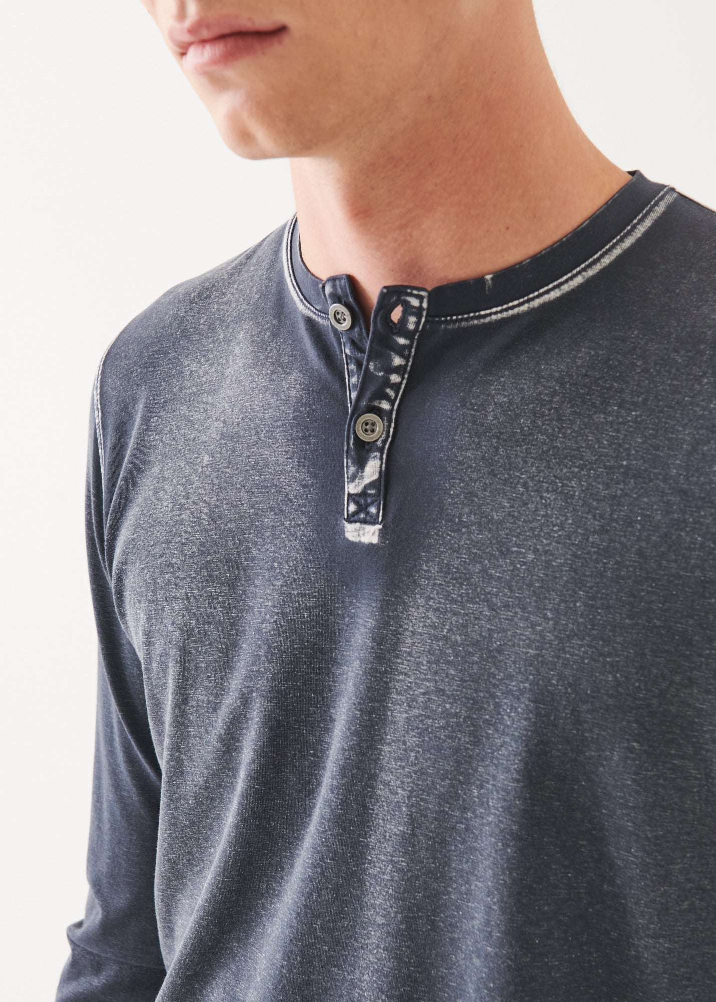 Pima Cotton Stretch Vintage Wash Henley