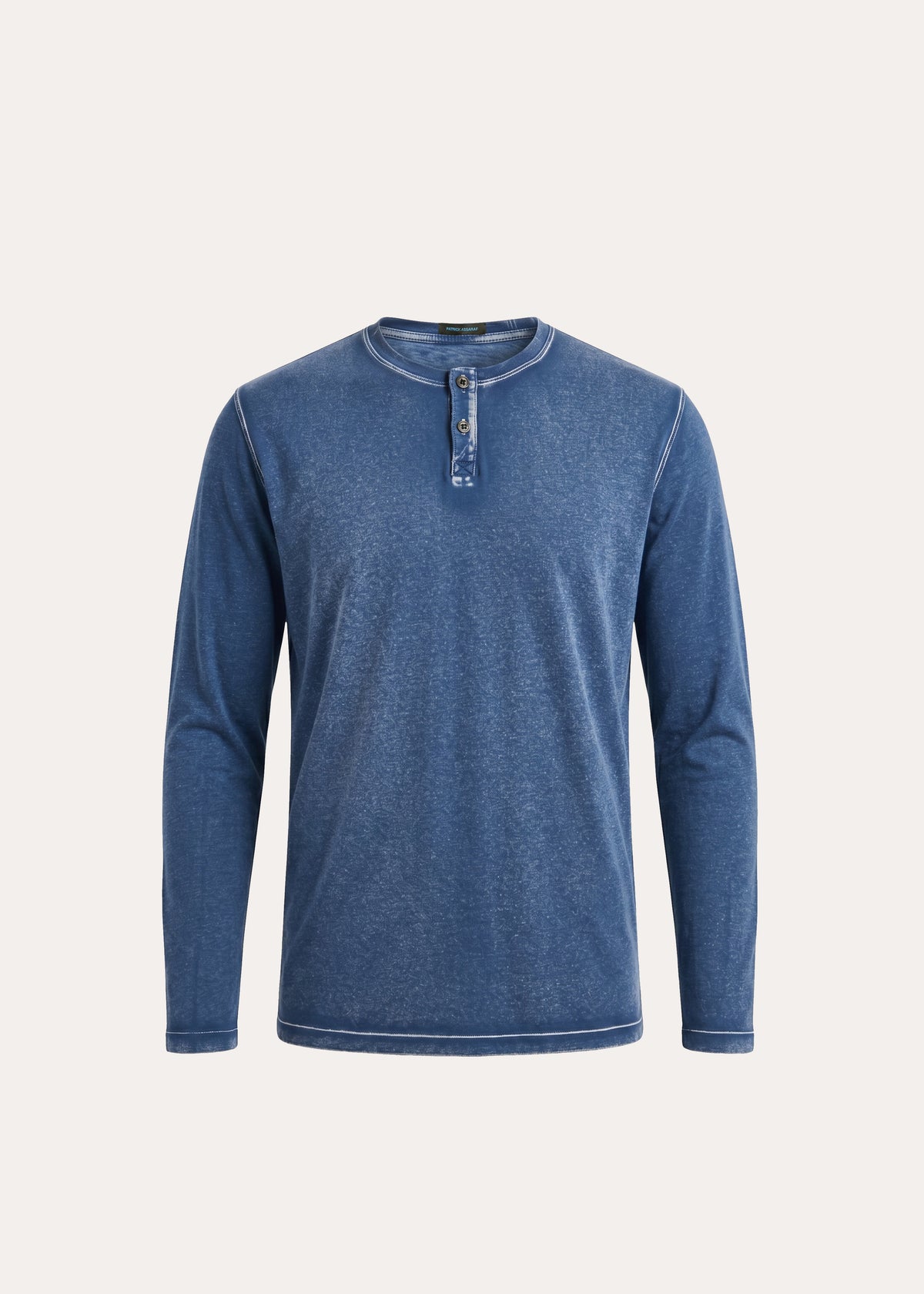 Pima Cotton Stretch Vintage Wash Henley - PATRICK ASSARAF