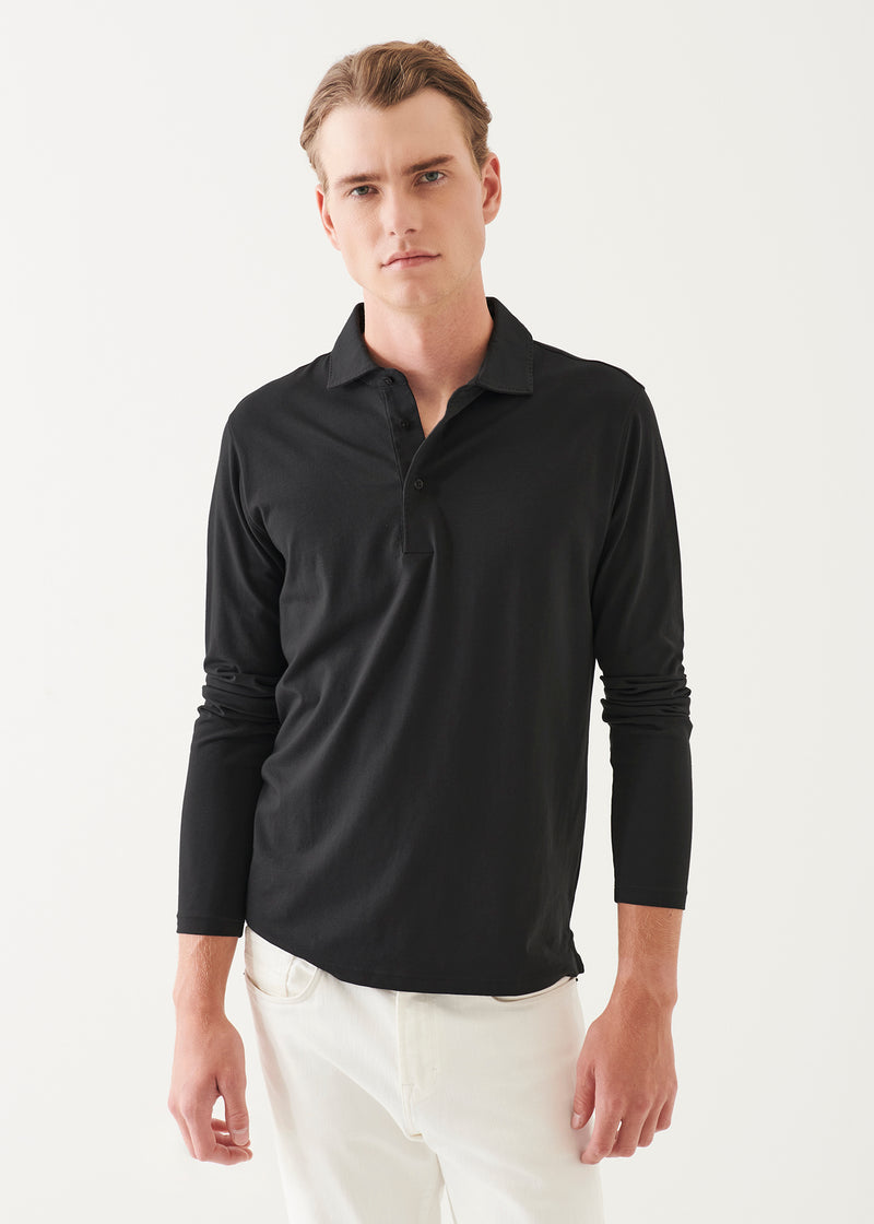 Pima Cotton Stretch Long Sleeve Polo