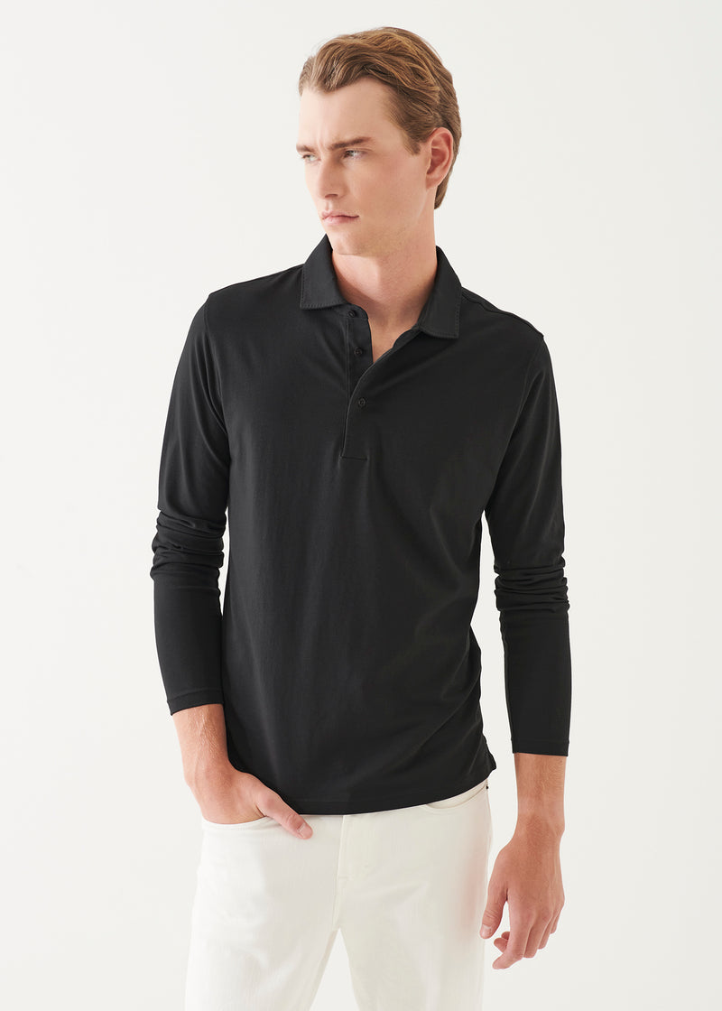 Pima Cotton Stretch Long Sleeve Polo