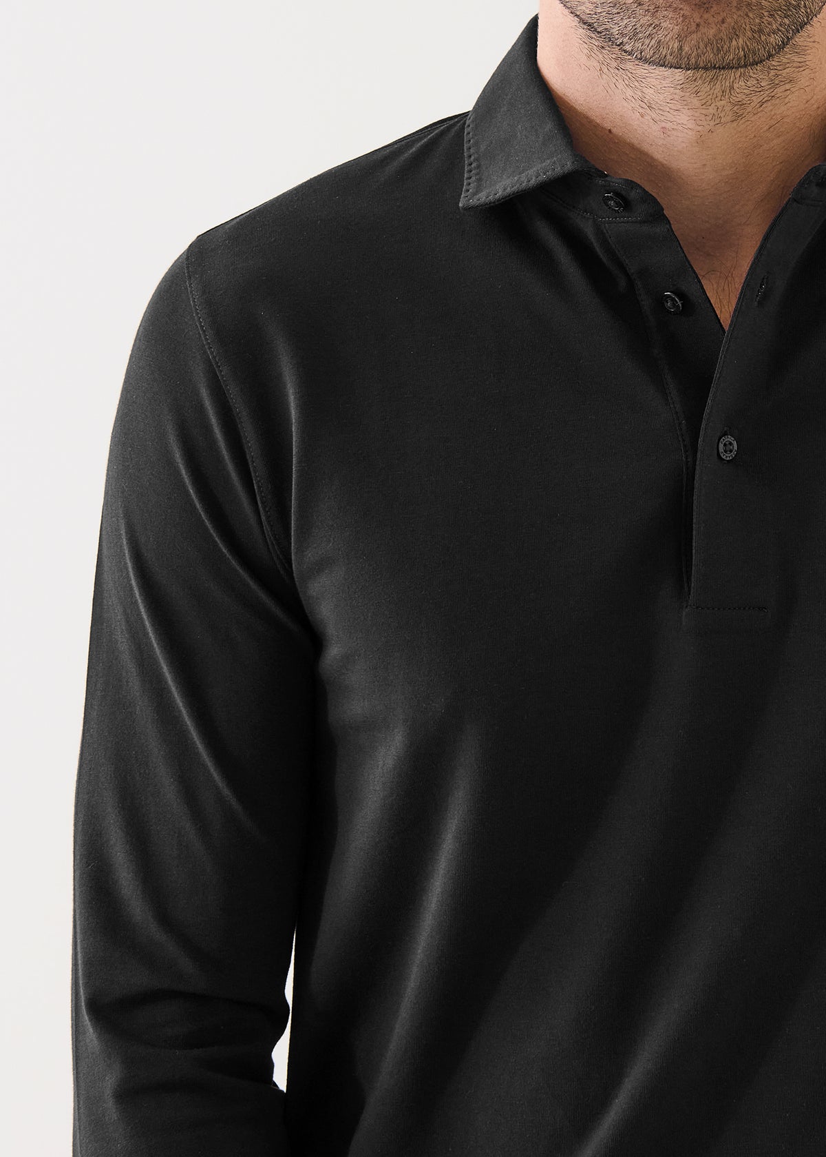 Pima Cotton Stretch Long Sleeve Polo - PATRICK ASSARAF