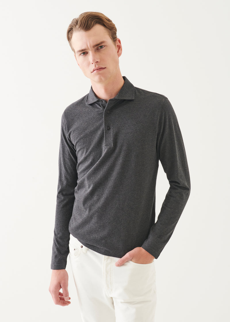 Pima Cotton Stretch Long Sleeve Polo